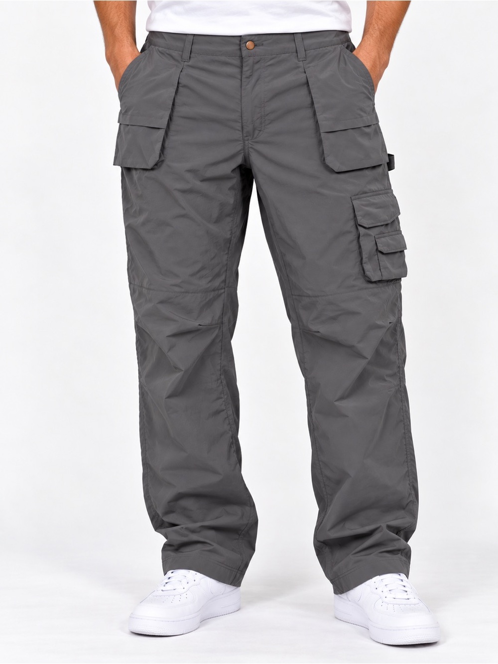 Men's Gray Cargo Pants with Utility Pockets